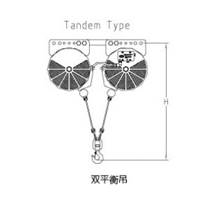 KAB-T200并连气动平衡器尺寸图 KAB-T200并连气动平衡器尺寸图